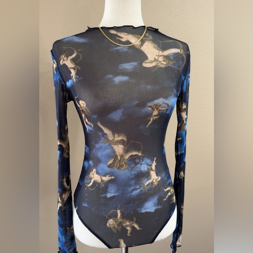 Cherub renaissance mesh long sleeve bodysuit
